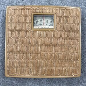 VTG Counselor Mechanical Bathroom Scale Wicker Look Retro Home Decor